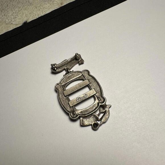 Signed Danecraft I Love My Cat Photo Frame Kitty Bowl Brooch Pin Pewter Tone - Picture 6 of 10